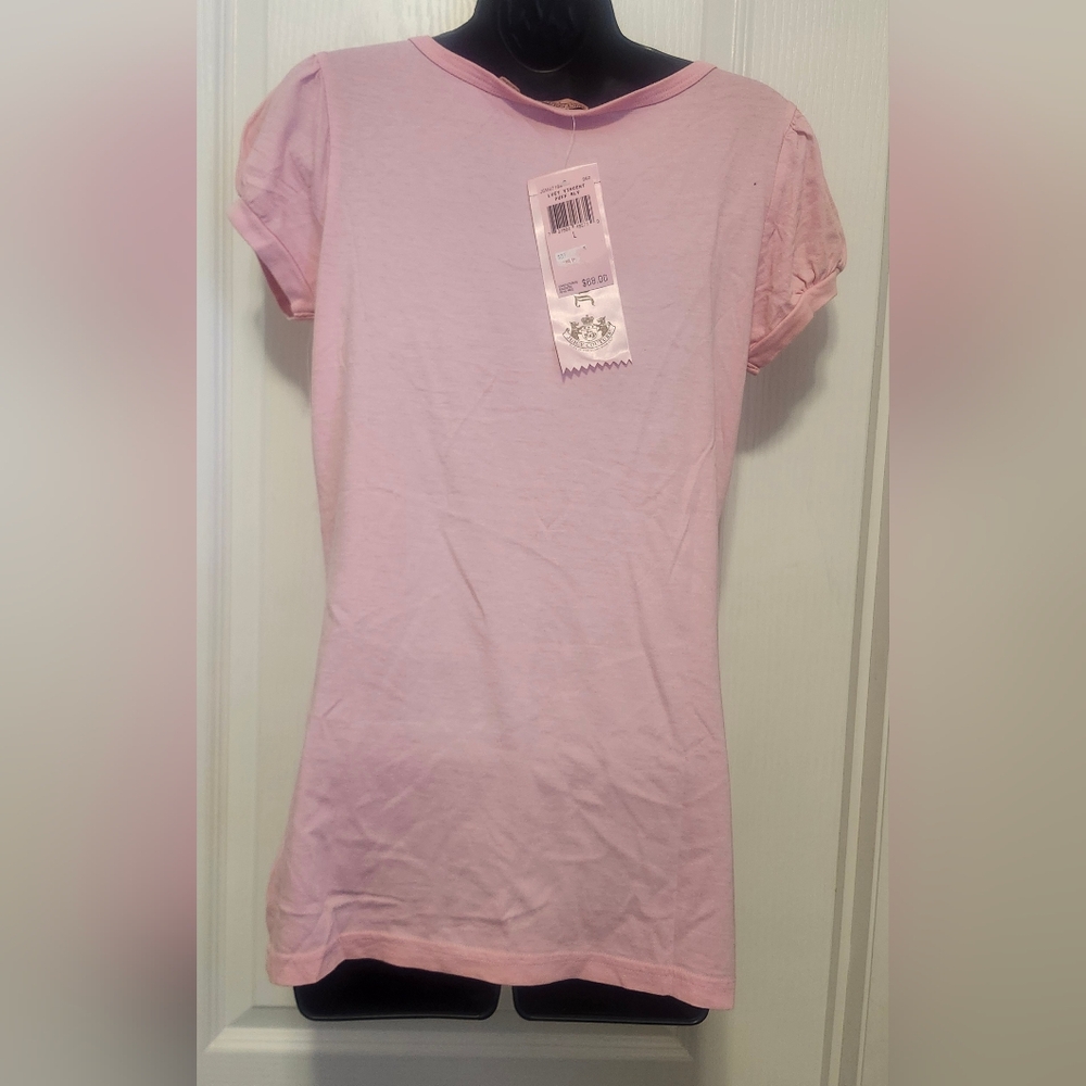 Juicy Couture Lucy Vintent Puff Sleeve Tee Size LARGE - Picture 2 of 4